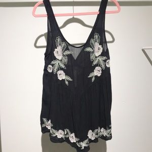 Free people black floral romper